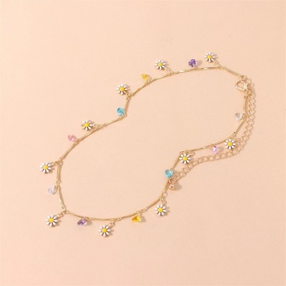 Collier Doré avec Pendentifs Marguerites et Cristaux Colorés | Jessemade