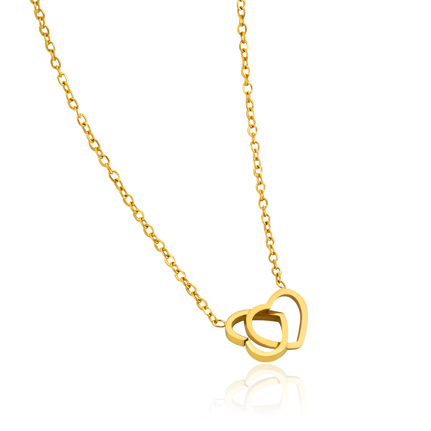 Collier Pendentif Double Cœur Entrelacé Argent/Or | Jessemade
