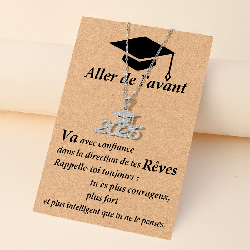Collier de graduation 2025 avec carte de vœux – Cadeau pour Diplômé | Jessemade