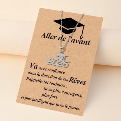 Collier de graduation 2025 avec carte de vœux – Cadeau pour Diplômé | Jessemade