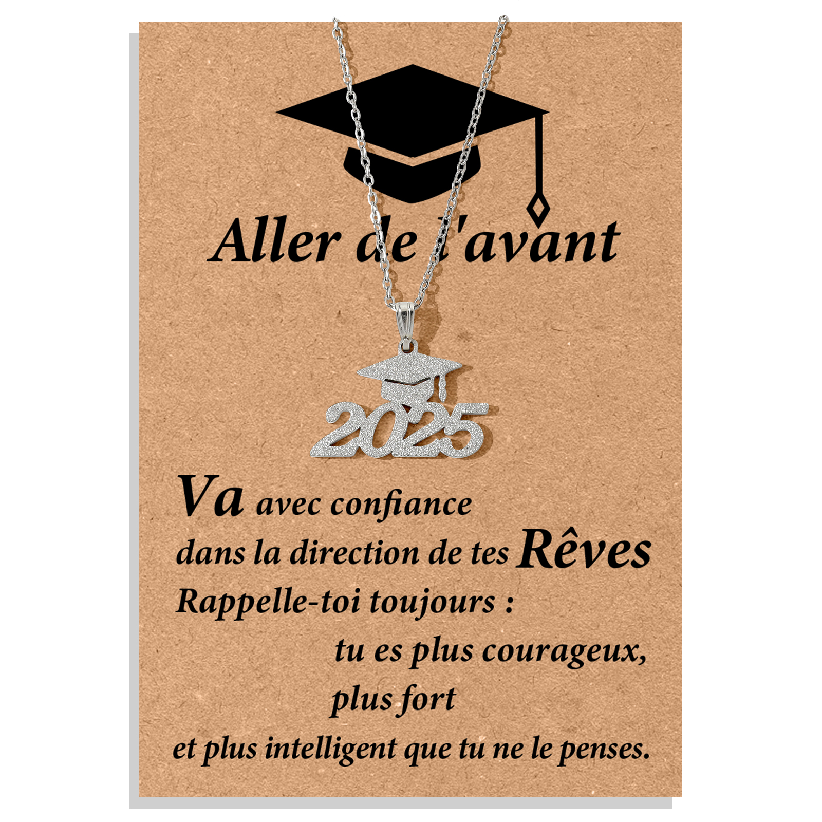 Collier de graduation 2025 avec carte de vœux – Cadeau pour Diplômé | Jessemade
