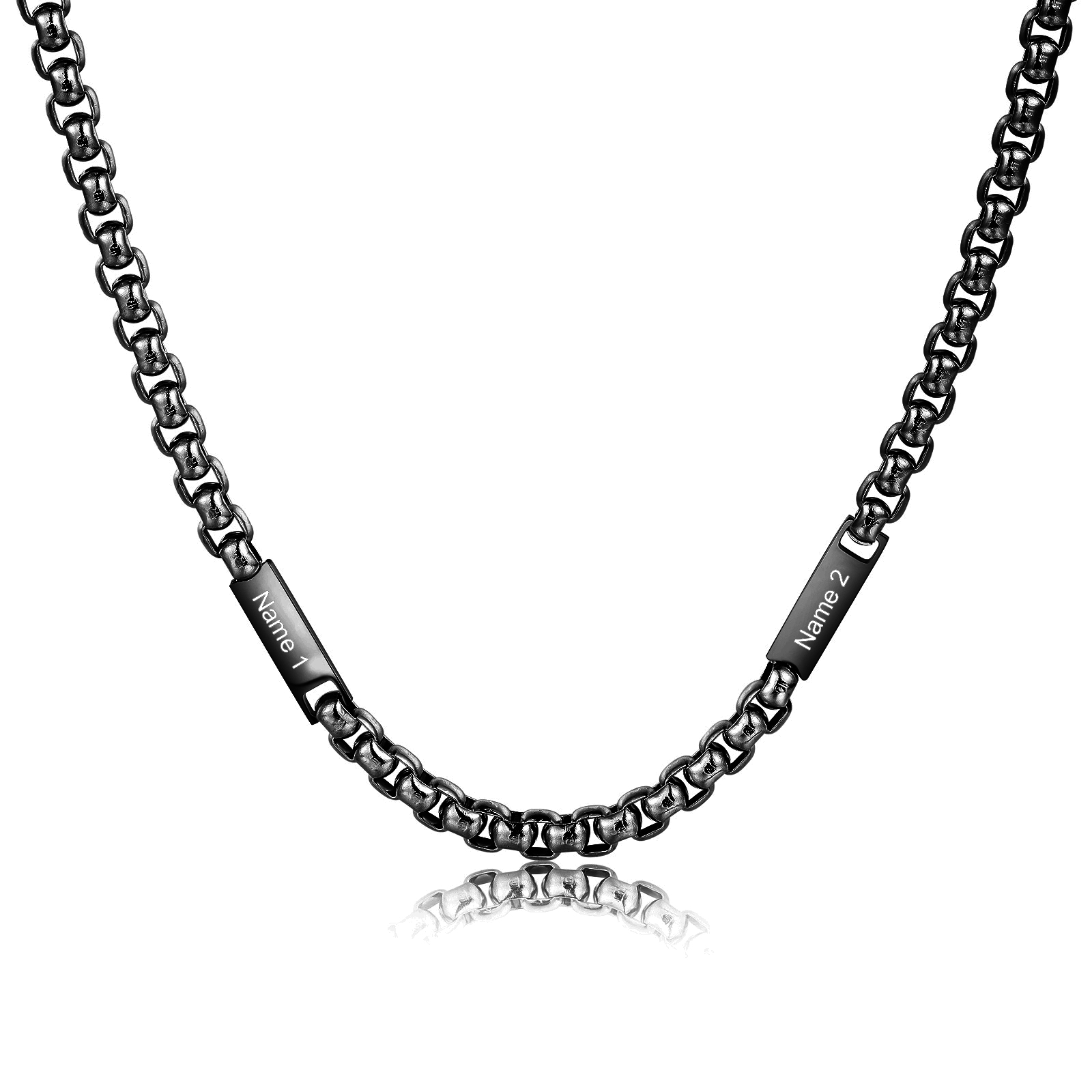 Collier Personnalisé Acier Inoxydable – 1 à 5 Prénoms Gravés, 3 Couleurs au Choix, Collier Personnalisé Homme | Jessemade