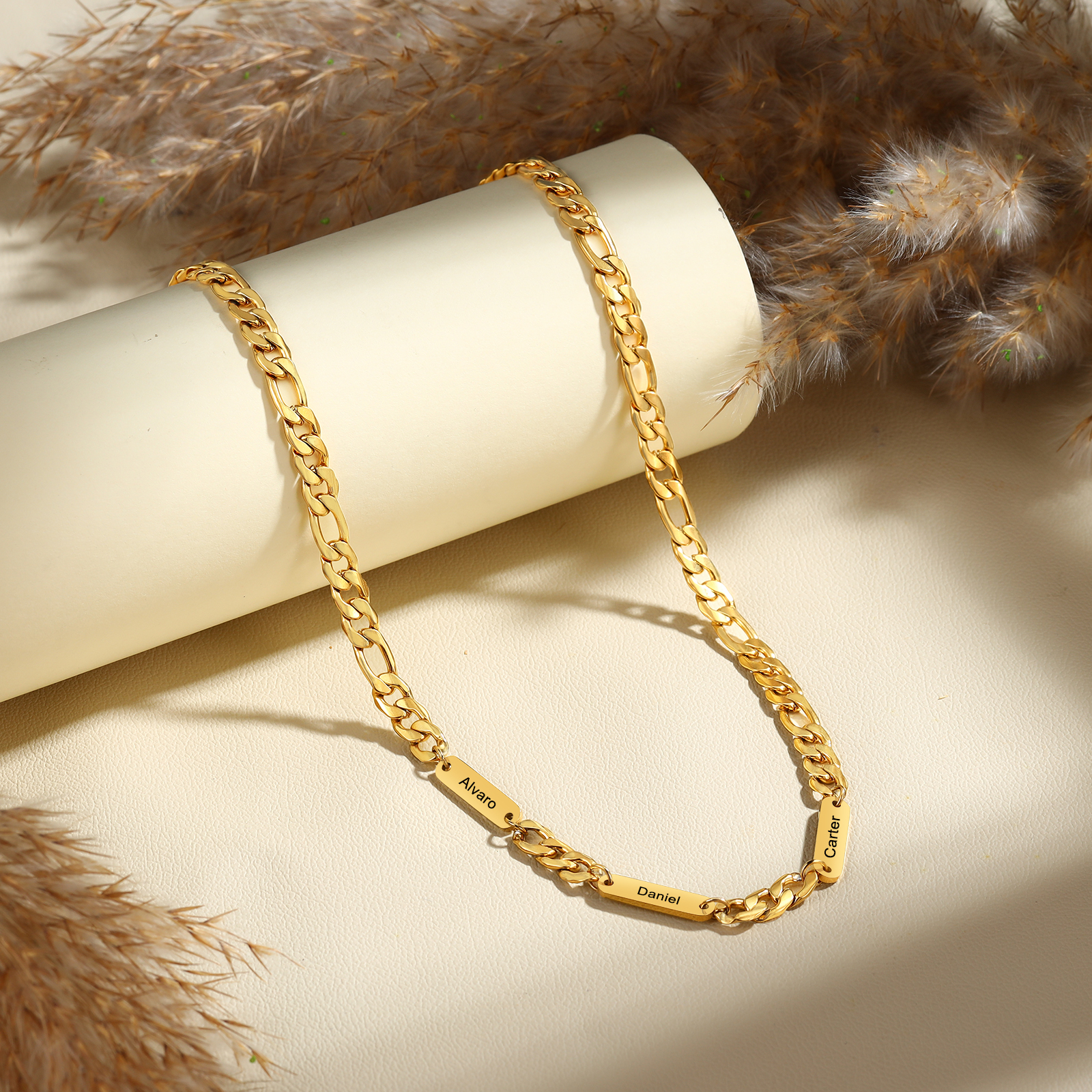 Collier en acier inoxydable Personnalisé avec 3 Prénoms Collier pour Homme | Jessemade