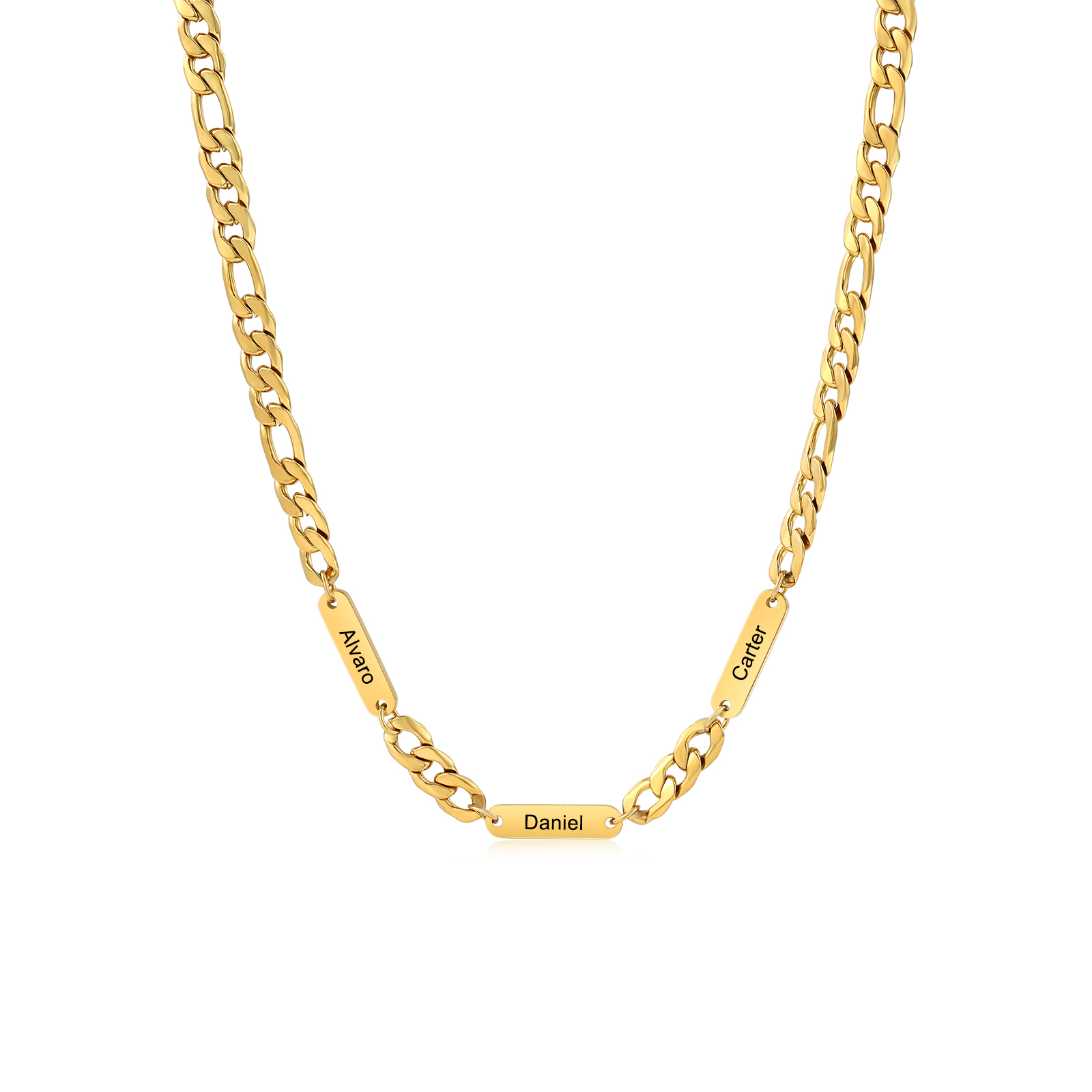 Collier en acier inoxydable Personnalisé avec 3 Prénoms Collier pour Homme | Jessemade