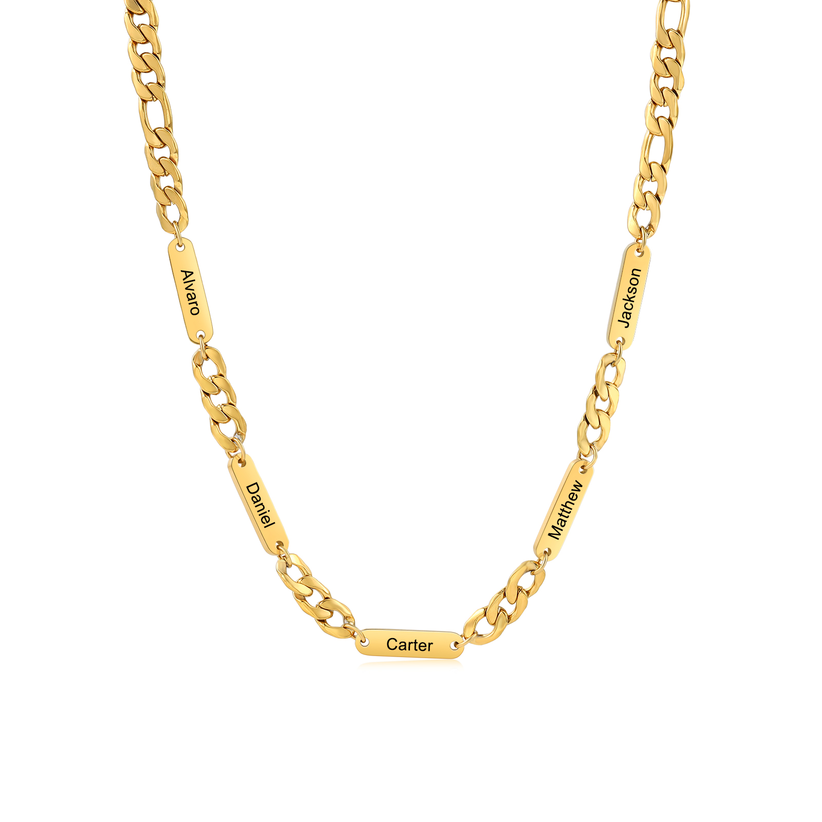 Collier en acier inoxydable Personnalisé avec 1-5 Prénoms Collier pour Homme | Jessemade