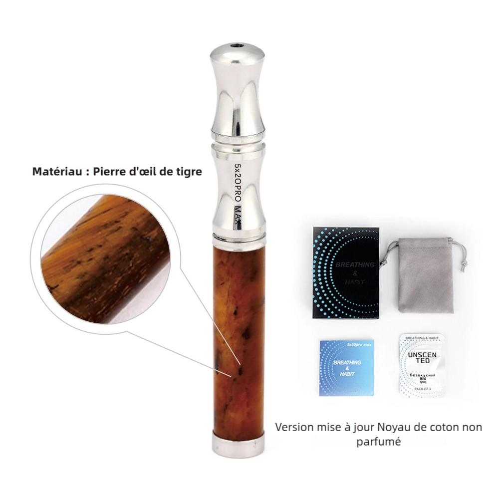 Collier de respiration en pierre d'œil-de-tigre, détails en acier