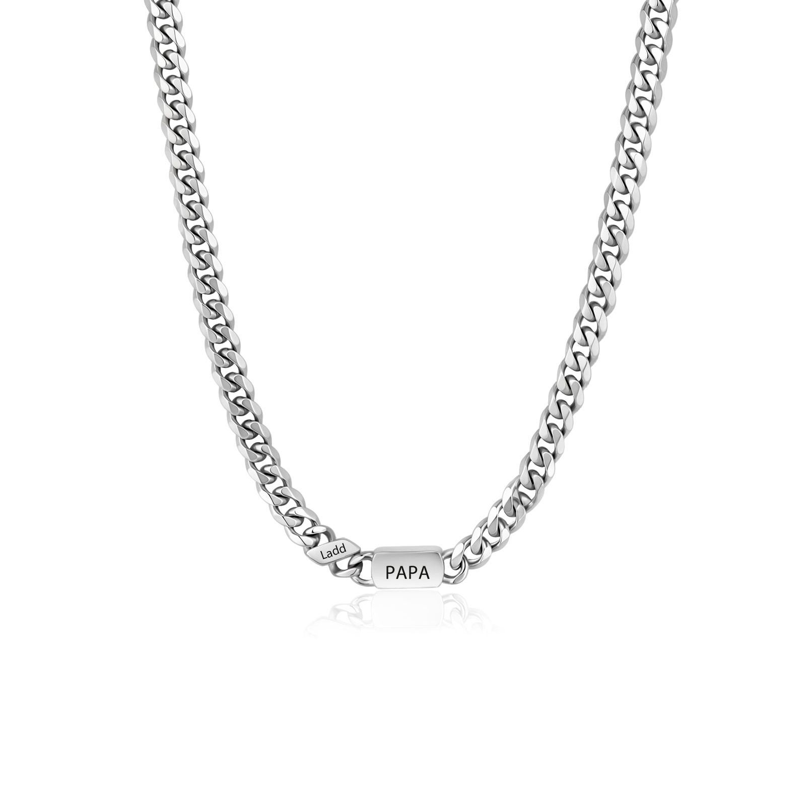 Collier Chaîne Cubaine Personnalisé pour Papa/Papi/Homme – 1 à 6 Prénoms et Texte Gravé | Cadeau Fête des Pères