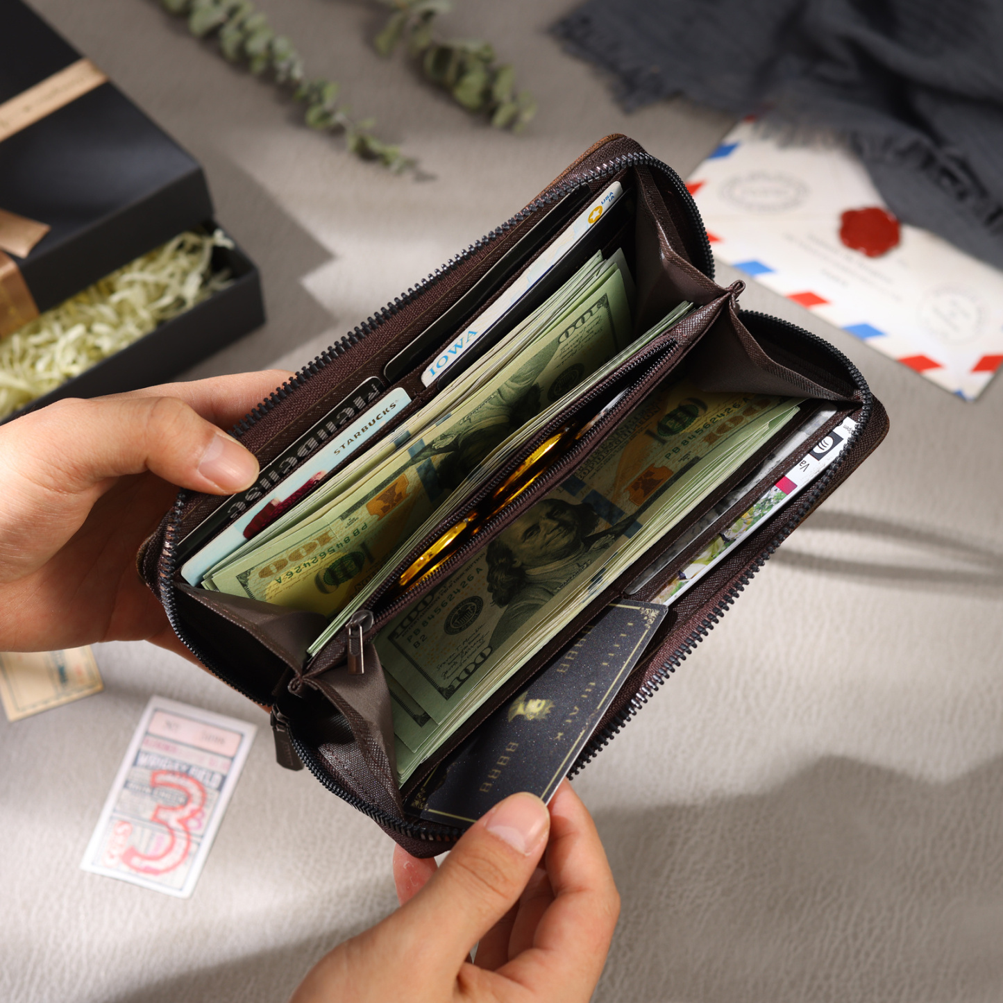 Portefeuille personnalisé homme style vintage – photo gravée et nom