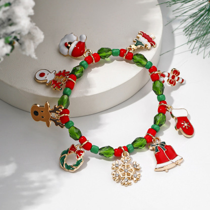 Bracelet de Noël avec Breloques Festives Père Noël, Flocon, Bonhomme d
