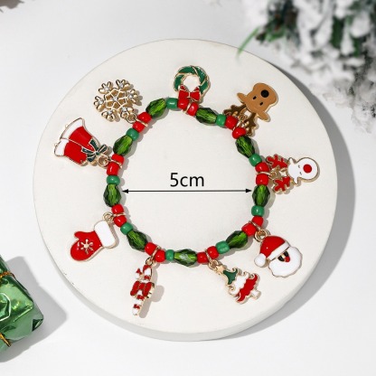 Bracelet de Noël avec Breloques Festives Père Noël, Flocon, Bonhomme de Pain d'Épices｜Jessemade