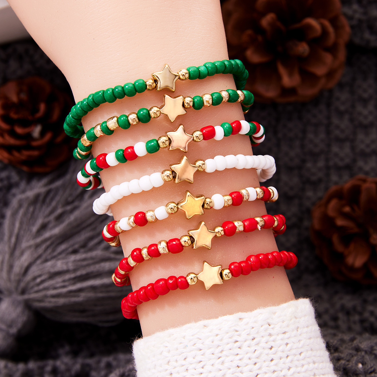 6-7 PCS Set de Bracelets de Noël Perles et Étoiles|Jessemade