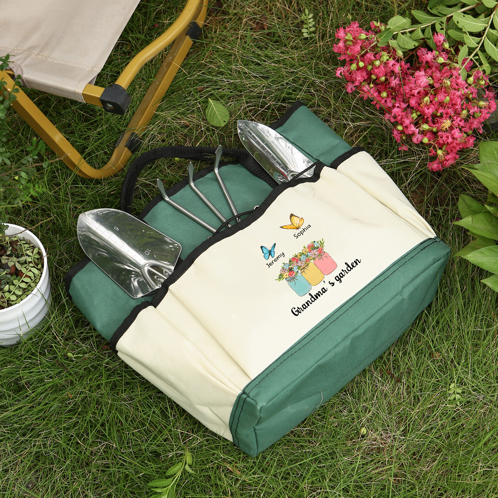 Sac Jardinage Personnalisé avec 2 Prénoms et Texte Sac pour Outils de Jardinage | Jessemade