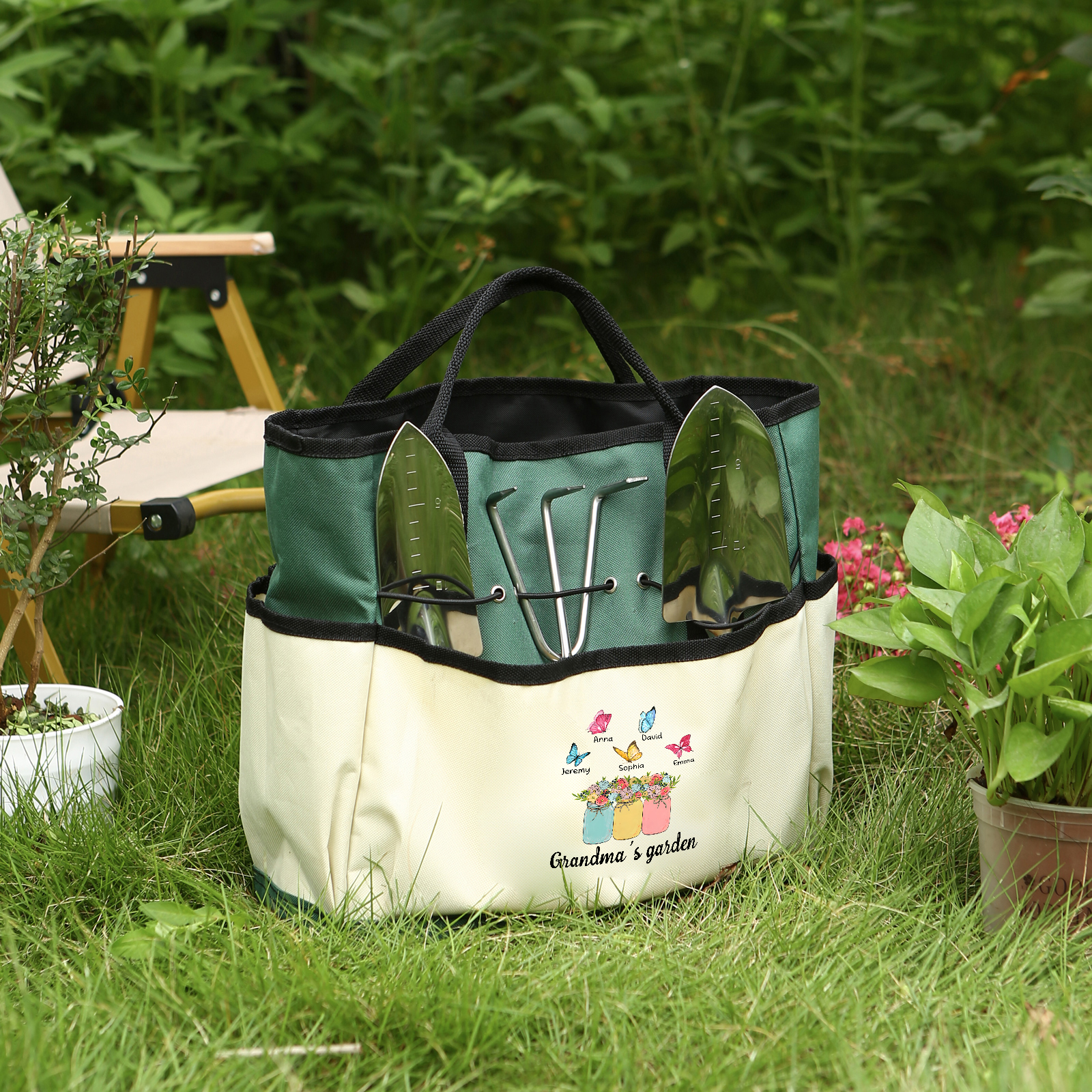 Sac de Jardinage Personnalisé avec 5 Prénoms et Texte Sac pour Outils de Jardinage | Jessemade