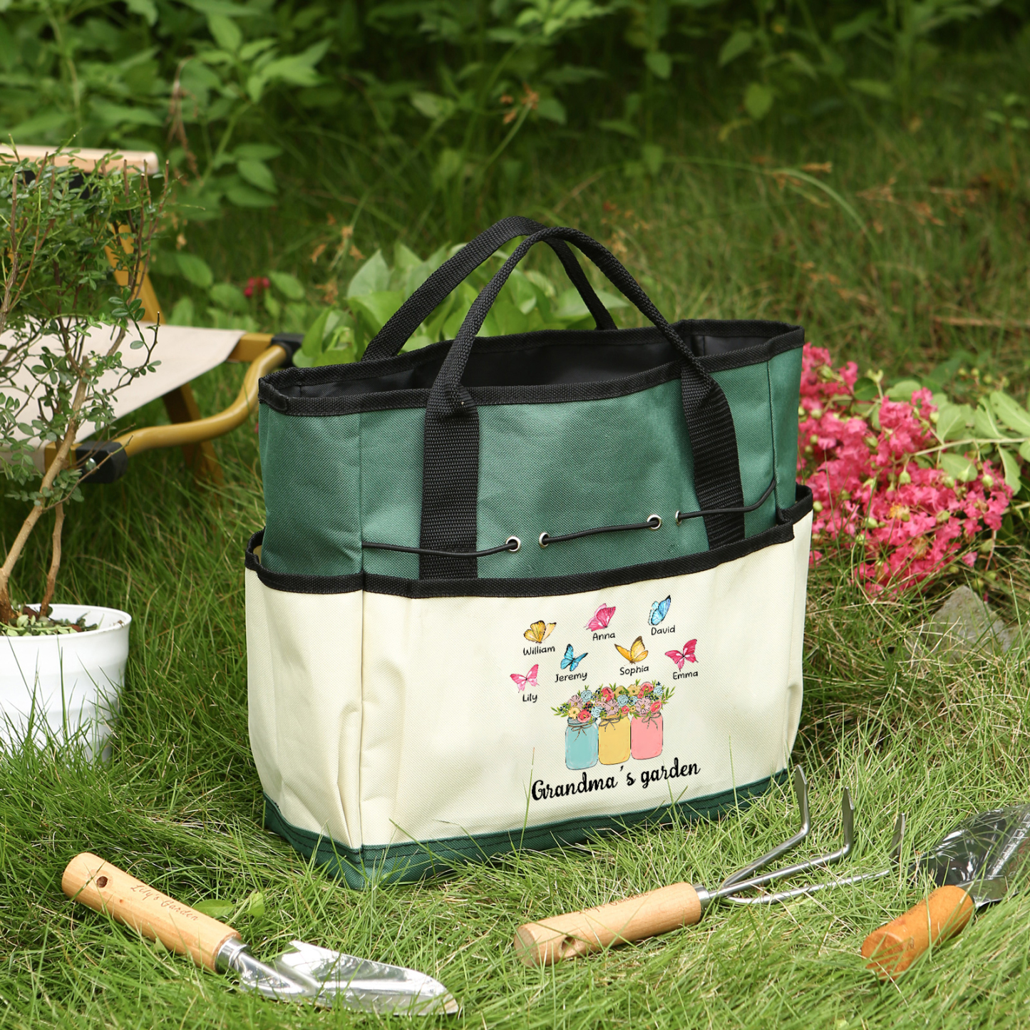 Sac de Jardinage Personnalisé avec Prénoms – Cadeau Pratique pour Mamie & Passionnés | Jessemade