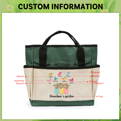 Sac de Jardinage Personnalisé avec 7 Prénoms et Texte Sac pour Outils de Jardinage | Jessemade