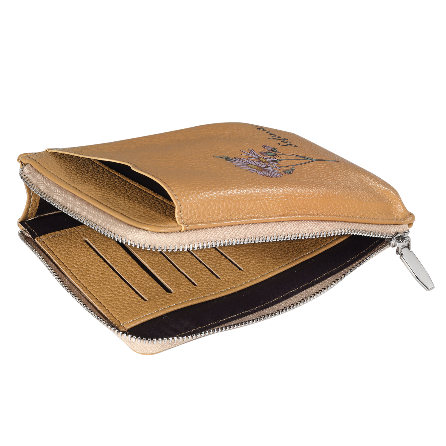 Portefeuille pour Femme Prénom Personnalisé avec Fleur de Naissance Sac Bandoulière en Cuir PU | Jessemade