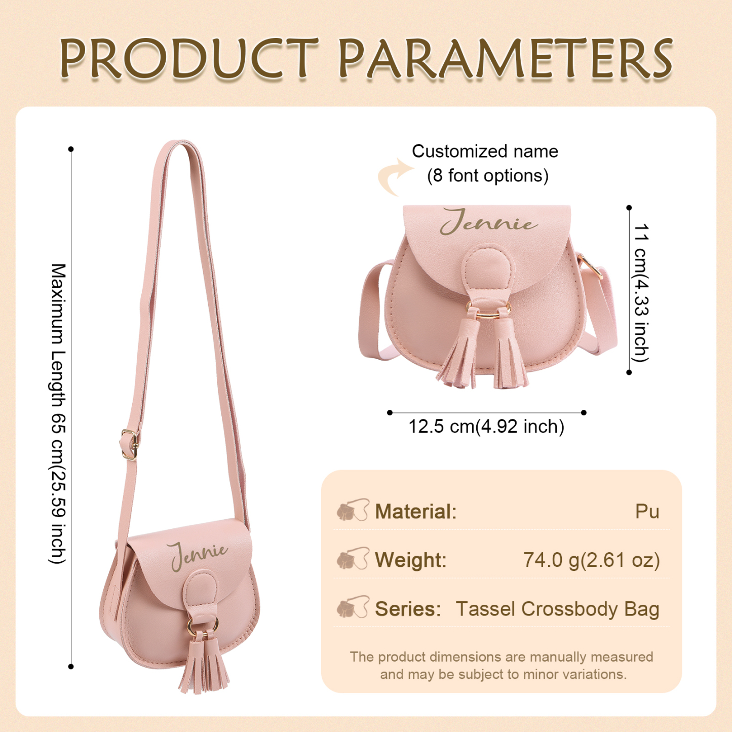 Sac Bandoulière Femmes 1 Prénom Personnalisé Sac mini pompon pour Femme | Jessemade