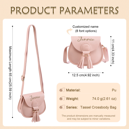 Sac Bandoulière Femmes 1 Prénom Personnalisé Sac mini pompon pour Femme | Jessemade