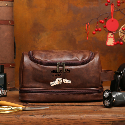Trousse de toilette Poing Personnalisée avec 2 Prénoms – Cadeau pour Papa | Jessemade