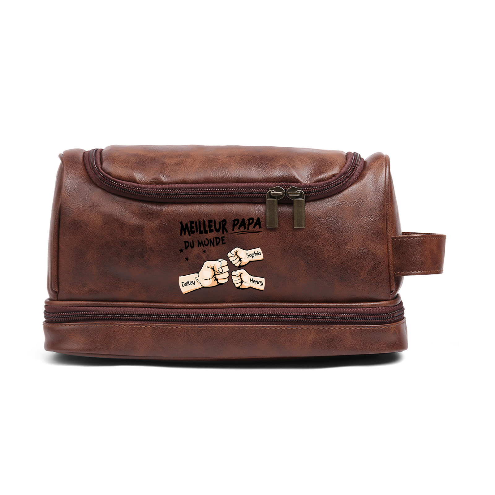 Trousse de toilette Poing Personnalisée avec 3 Prénoms – Cadeau pour Papa | Jessemade