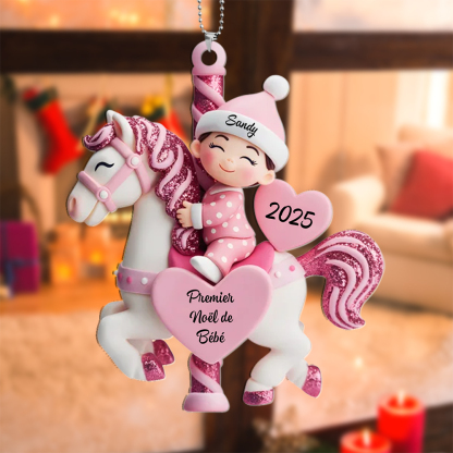 Décoration sapin Noël Carrousel Pailleté Bébé Personnalisable
