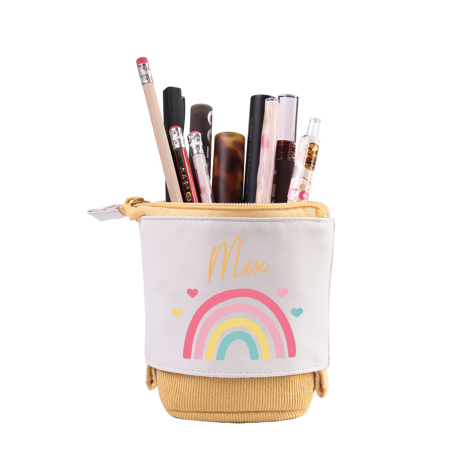 Trousse scolaire Étui à Crayons Arc-en-ciel Prénom Personnalisé Pochette à Crayons Sac à Crayons