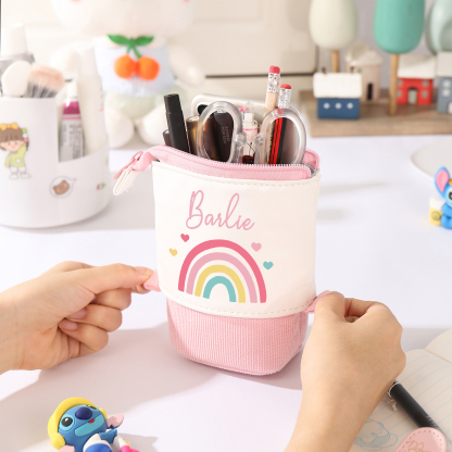 Trousse scolaire Étui à Crayons Arc-en-ciel Prénom Personnalisé Pochette à Crayons Sac à Crayons