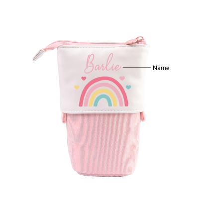 Trousse scolaire Étui à Crayons Arc-en-ciel Prénom Personnalisé Pochette à Crayons Sac à Crayons