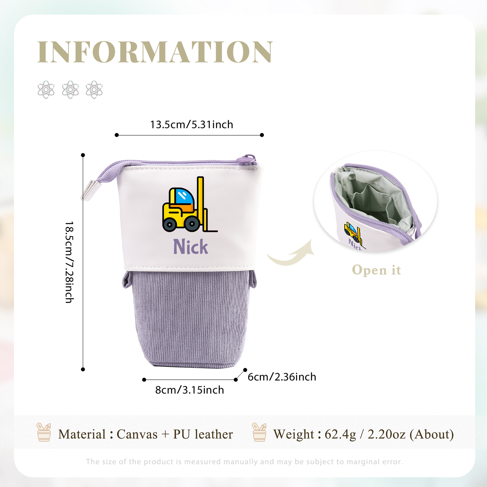 Trousse scolaire Étui à Crayons Prénom Personnalisé Pochette à Crayons Sac à Crayons-Cadeau pour Enfant