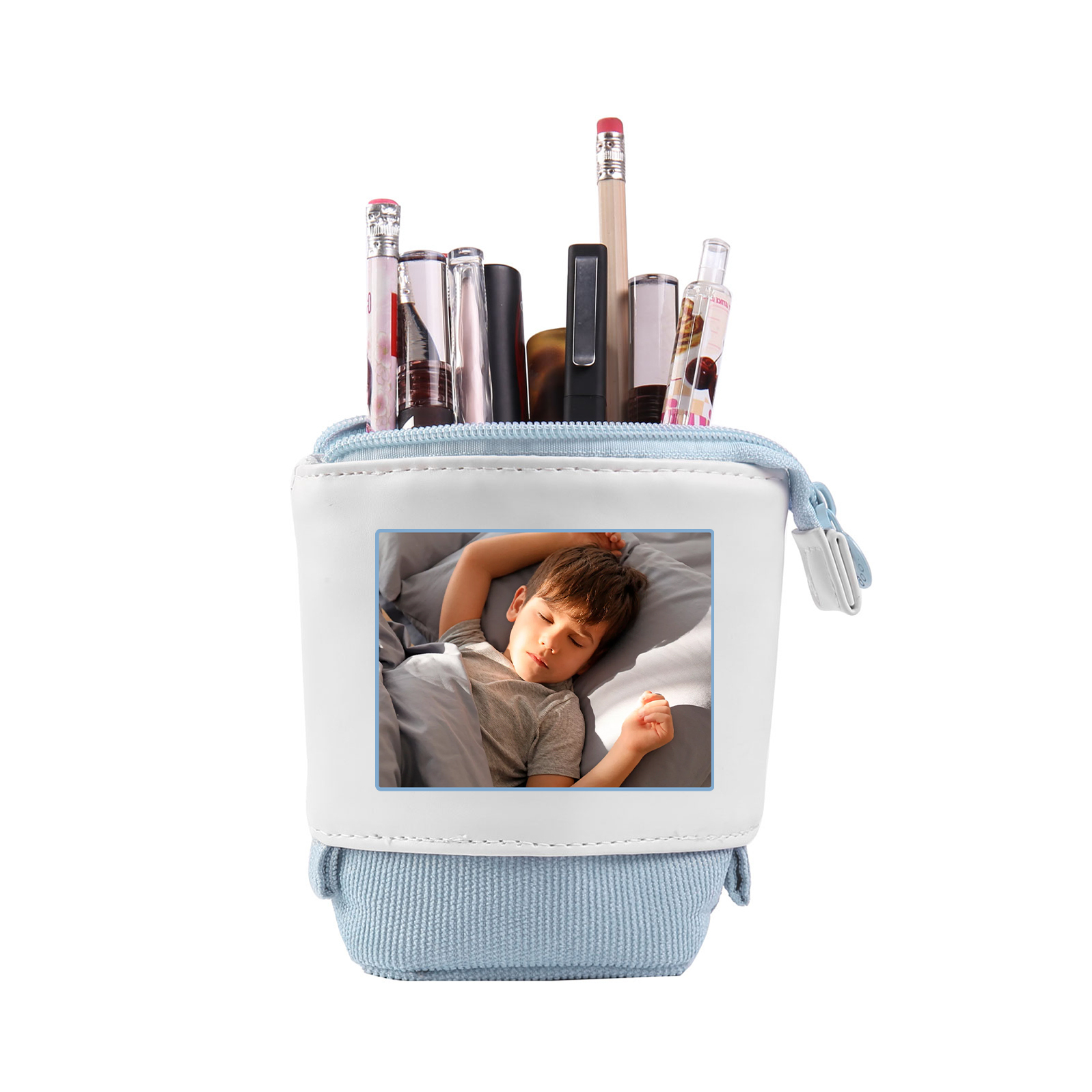 Trousse scolaire Étui à Crayons Prénom et Photo Personnalisés Pochette à Crayons Sac à Crayons