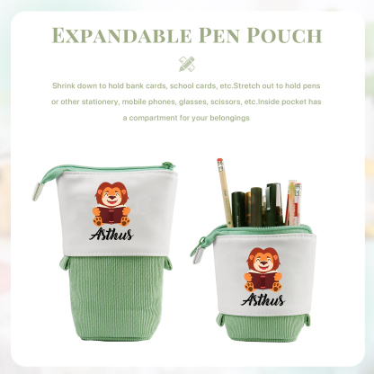 Trousse scolaire Étui à Crayons Animaux  de dessins animés Prénom Personnalisé Pochette à Crayons Sac à Crayons