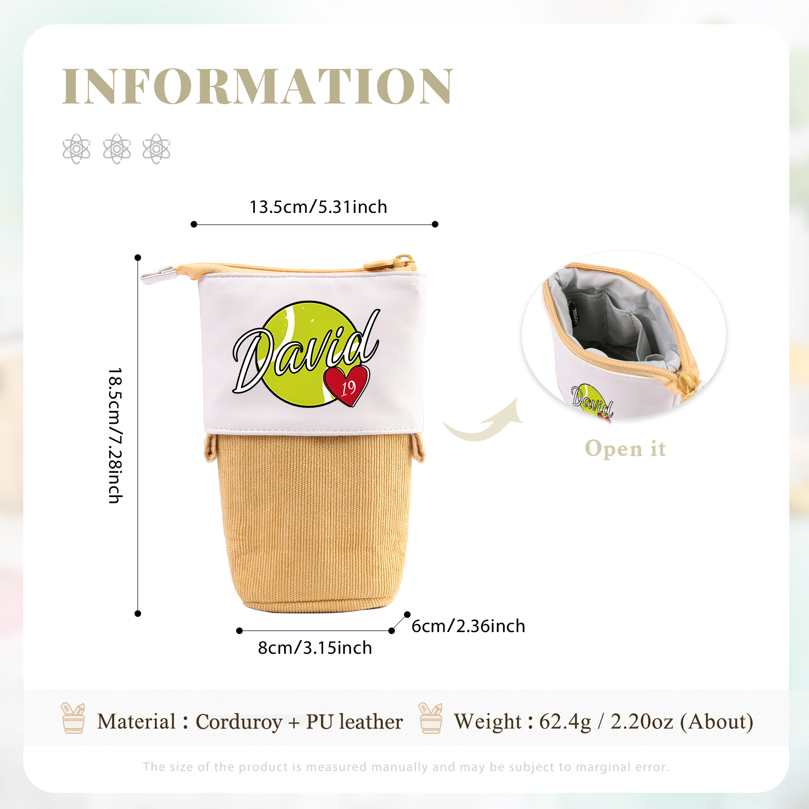 Trousse scolaire Étui à Crayons Ballons Prénom Personnalisé Pochette à Crayons Sac à Crayons