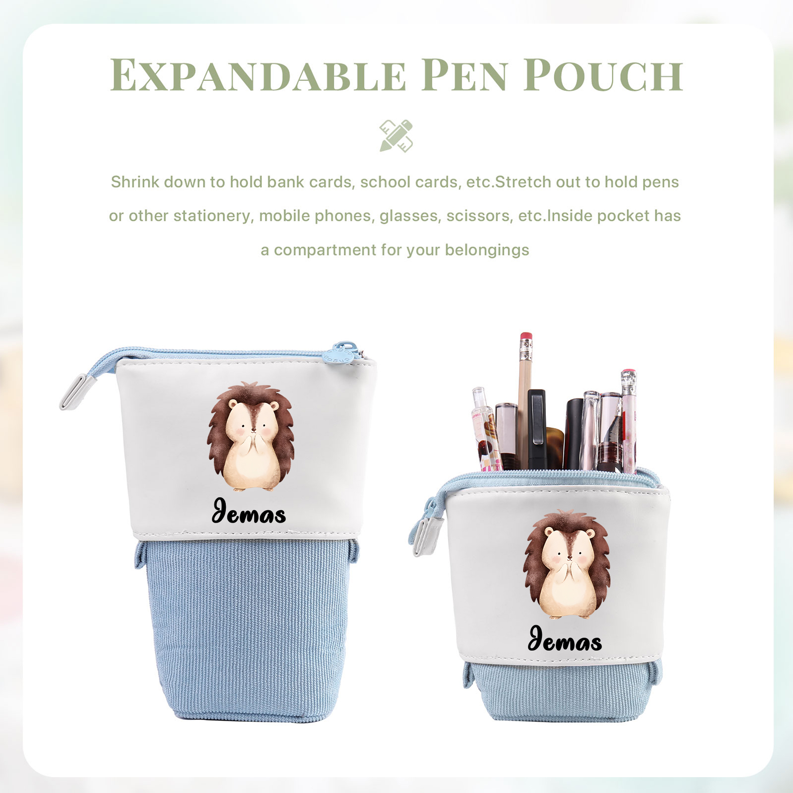 Trousse scolaire Étui à Crayons Animaux mignons Prénom Personnalisé Pochette à Crayons Sac à Crayons