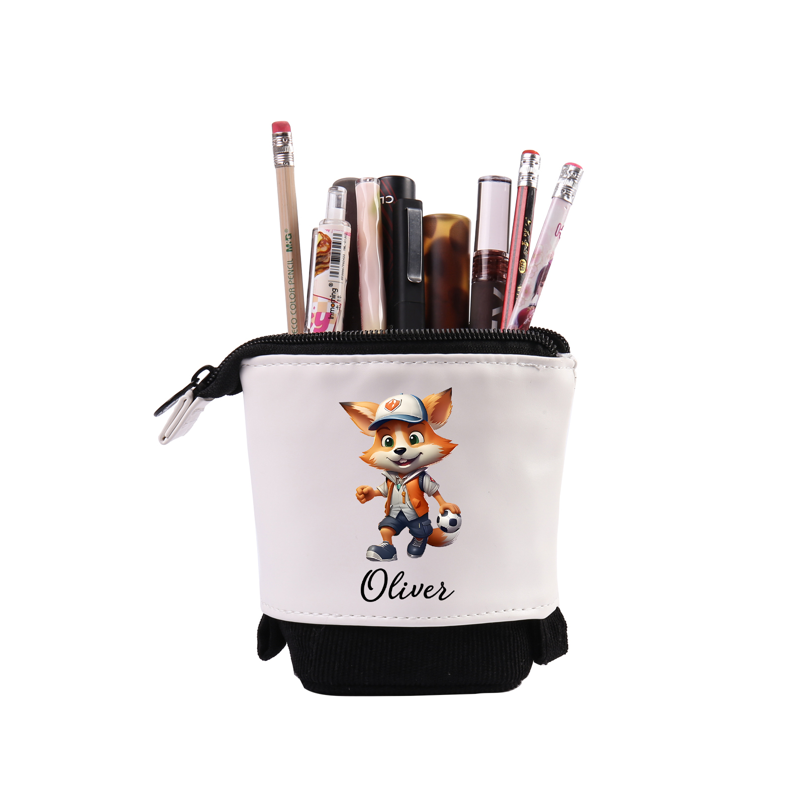 Trousse scolaire Étui à Crayons Cartoon Prénom Personnalisé Pochette à Crayons Sac à Crayons