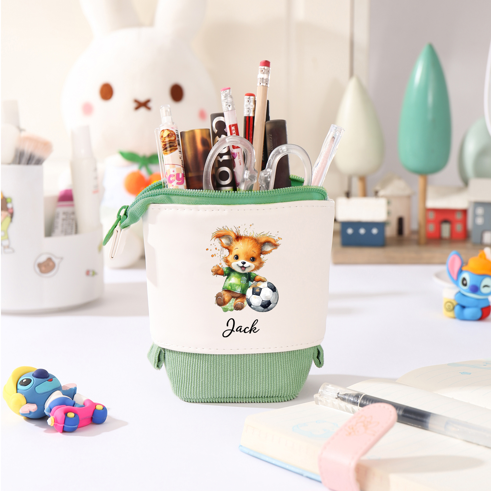 Trousse scolaire Étui à Crayons Cartoon Prénom Personnalisé Pochette à Crayons Sac à Crayons