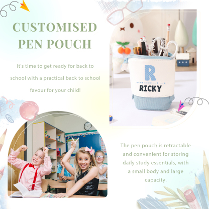 Trousse scolaire Étui à Crayons Lettre Prénom Personnalisé Pochette à Crayons Sac à Crayons