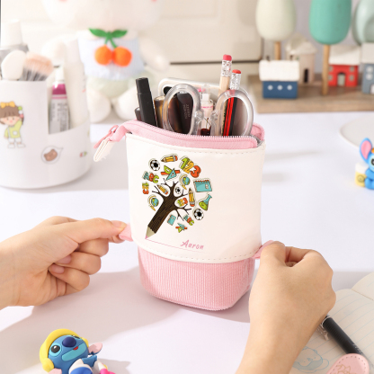 Trousse à crayons avec motif arbre éducatif Prénom Personnalisé Pochette à Crayons Sac à Crayons