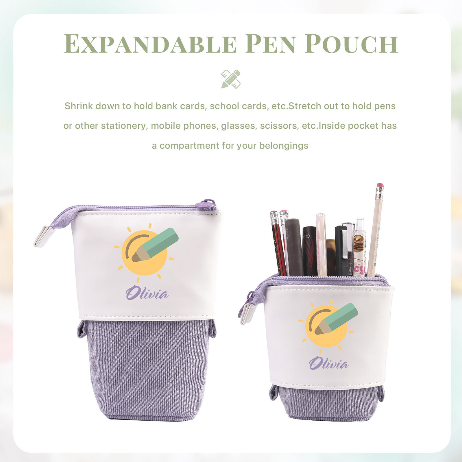 [Copy]Trousse à crayons icône crayon Prénom Personnalisé Pochette à Crayons Sac à Crayons