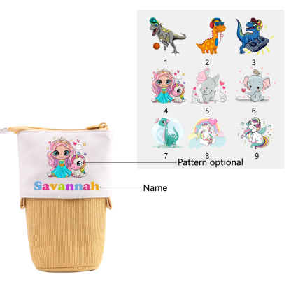 Trousse scolaire Étui à Crayons Dinosaure Licorne Prénom Personnalisé Pochette à Crayons Sac à Crayons