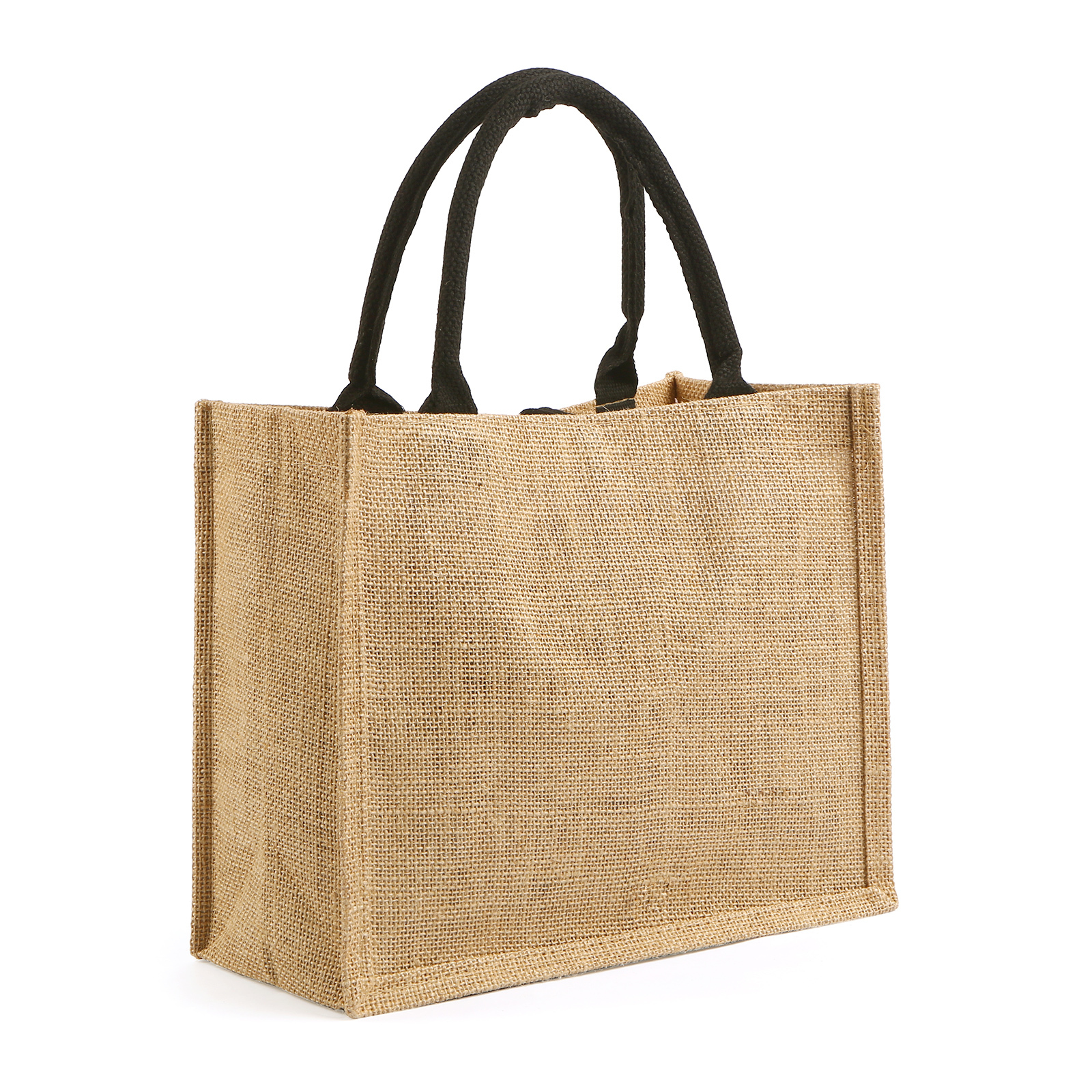 Sac Fourre-Tout en Jute Personnalisé 1 Prénom avec Fleur de naissance Blanc et Noir | Jessemade