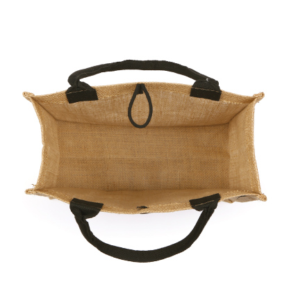 Sac Fourre-Tout en Jute Personnalisé 1 Prénom avec Fleur de naissance Blanc et Noir | Jessemade