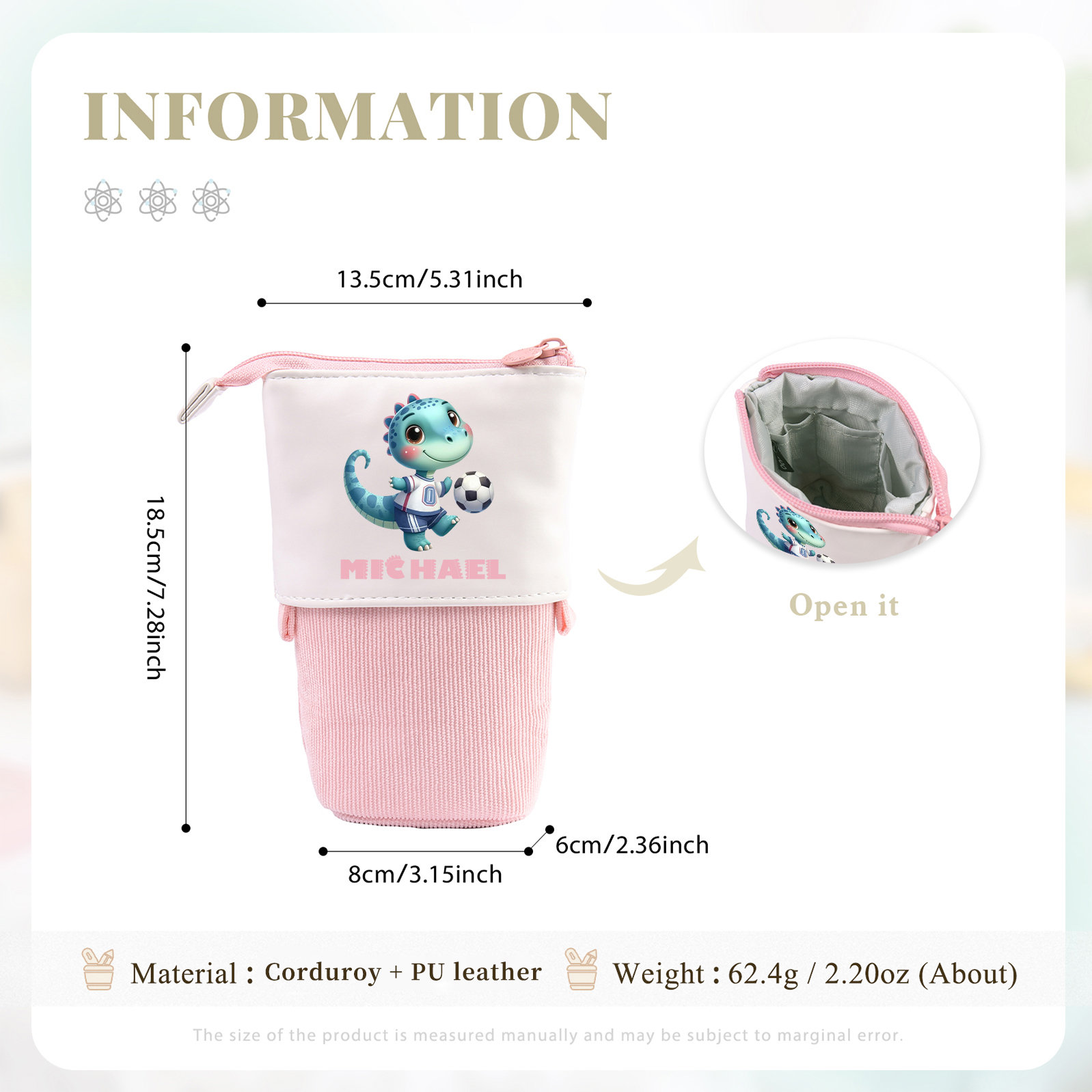 Trousse Personnalisable avec 1 Nom et Motif Dinosaure – Cadeau rentrée scolaire pour Enfants | Jessemade