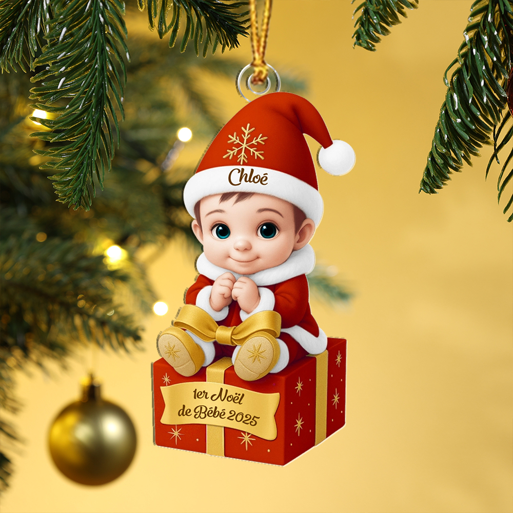 Décoration Sapin Noël Personnalisée – Bébé sur Cadeau pour 1er Noël