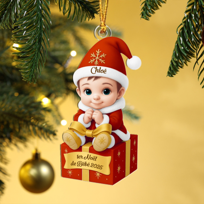 Décoration Sapin Noël Personnalisée – Bébé sur Cadeau pour 1er Noël