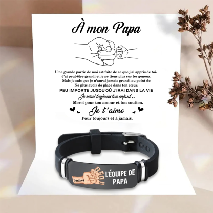 À Papa/Papi - Bracelet Poing Personnalisé avec 5 Prénoms et 1 Texte Cadeau pour Papa/Papy | Jessemade