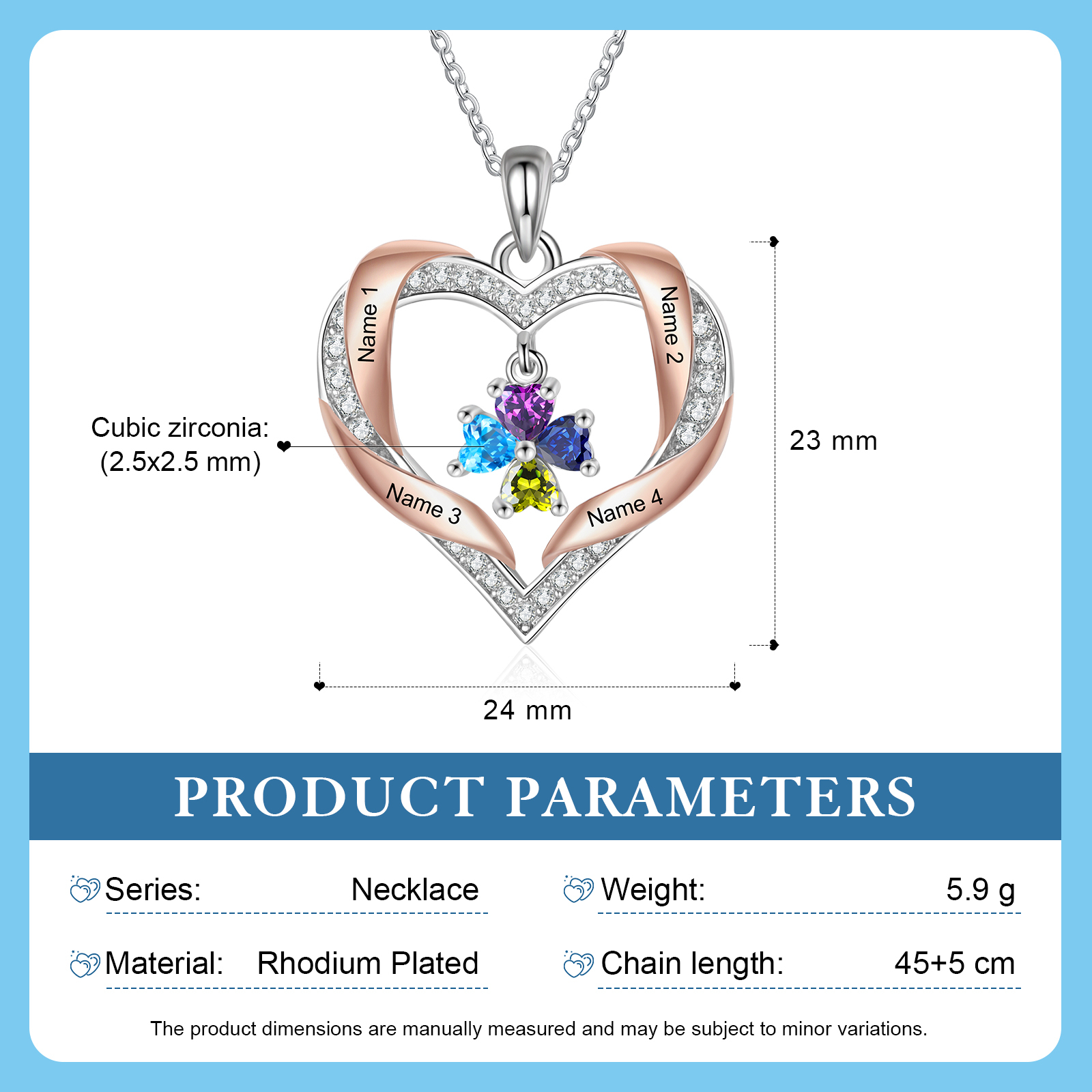 Collier Cœur Bicolore Personnalisé avec Pierre de Naissance