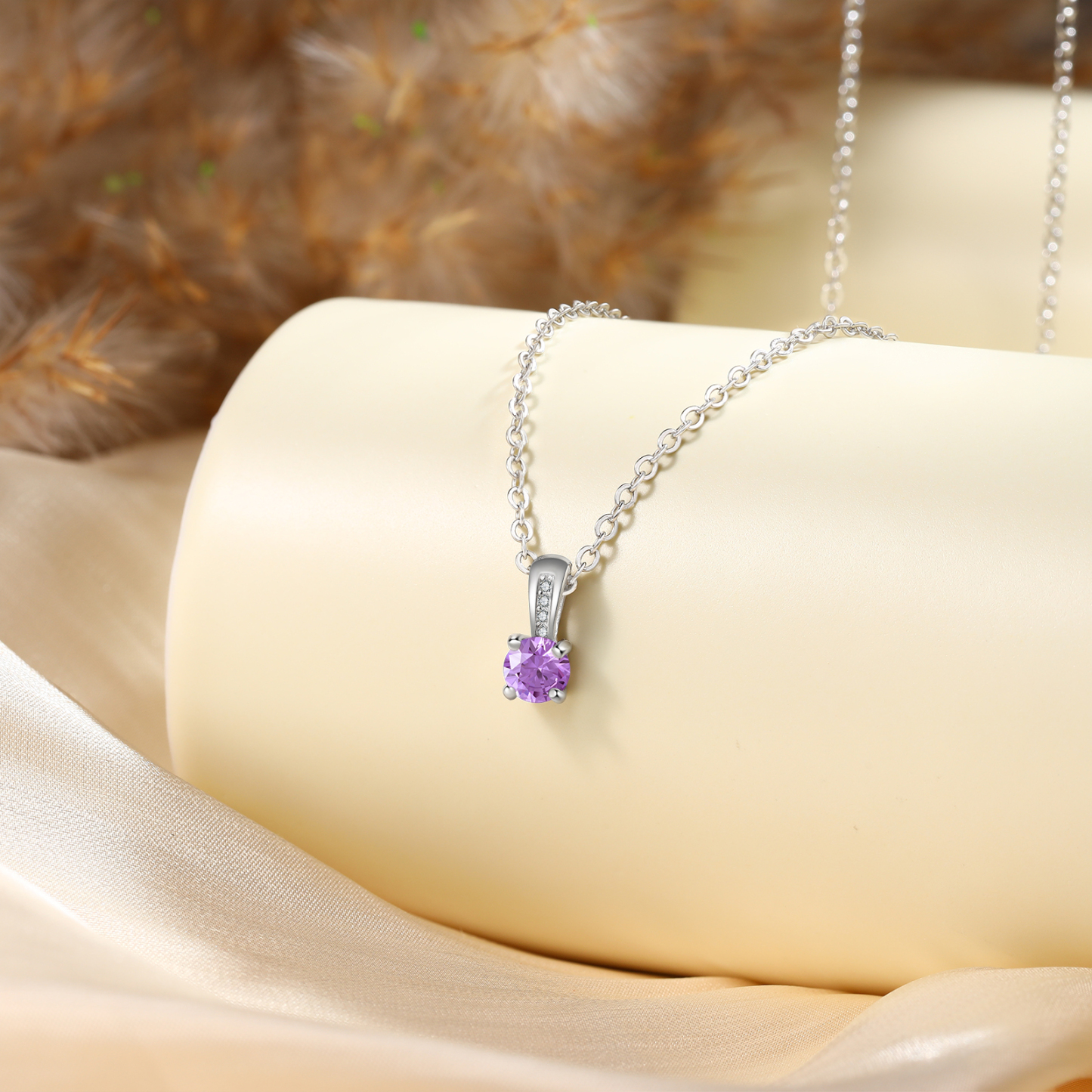 Collier avec Pierre de Naissance Personnalisée – Zircon Cubique sur Chaîne en Argent 925 ou Plaqué Rhodium Collier pour Femme｜Jessemade