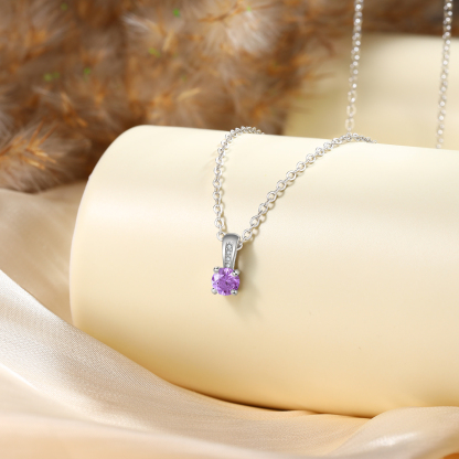 Collier avec Pierre de Naissance Personnalisée – Zircon Cubique sur Chaîne en Argent 925 ou Plaqué Rhodium Collier pour Femme｜Jessemade