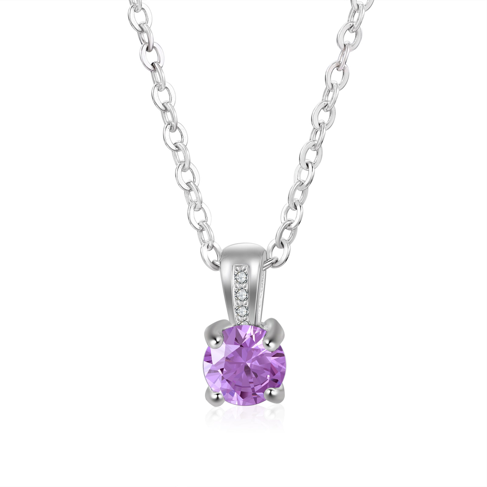 Collier avec Pierre de Naissance Personnalisée – Zircon Cubique sur Chaîne en Argent 925 ou Plaqué Rhodium Collier pour Femme｜Jessemade