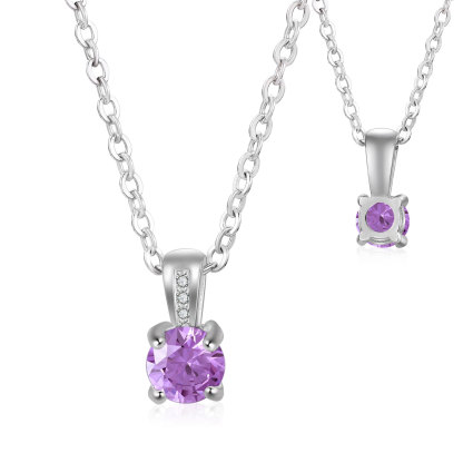 Collier avec Pierre de Naissance Personnalisée – Zircon Cubique sur Chaîne en Argent 925 ou Plaqué Rhodium Collier pour Femme｜Jessemade